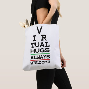 Bolsa Tote Eyechart de Hugs Virtuais Distantes de Rede Social