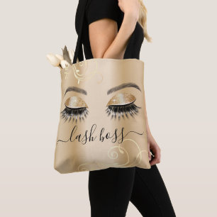 Bolsa Tote Eyelash Extensions Lash Boss Luxo Dourado