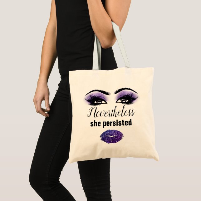 Bolsa Tote Eyelashes Motivacionais Personalizar Lábios de Bei (Frente (produto))