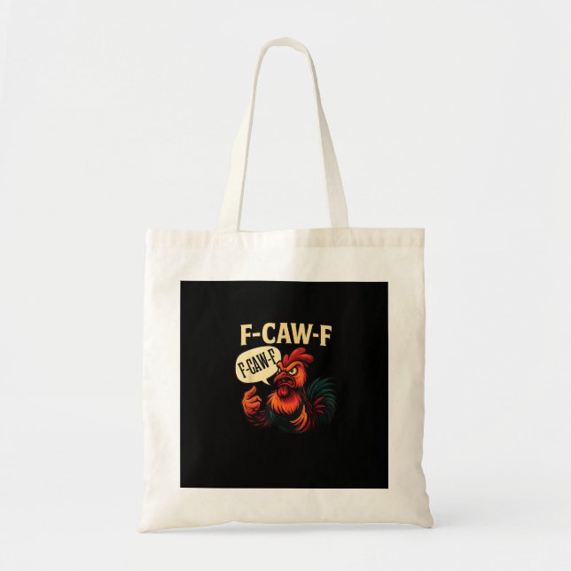 Bolsa Tote F Caw F Funny Angry Rooster Graphic Retro Style (Frente)