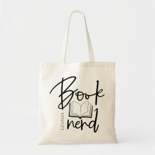 Bolsa Tote Fã de Livros Nome Engraçado em Script Preto para A