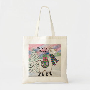 Bolsa Tote Fa La Llama Cute Whimsic Christmas