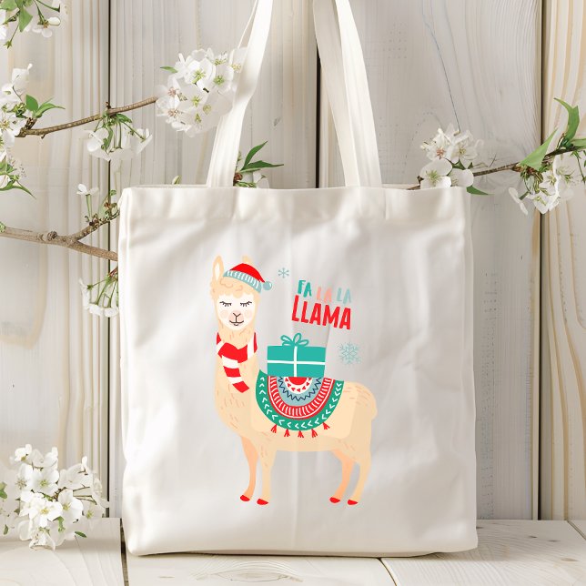 Bolsa Tote Fa La Llama Natal Festivo (Criador carregado)
