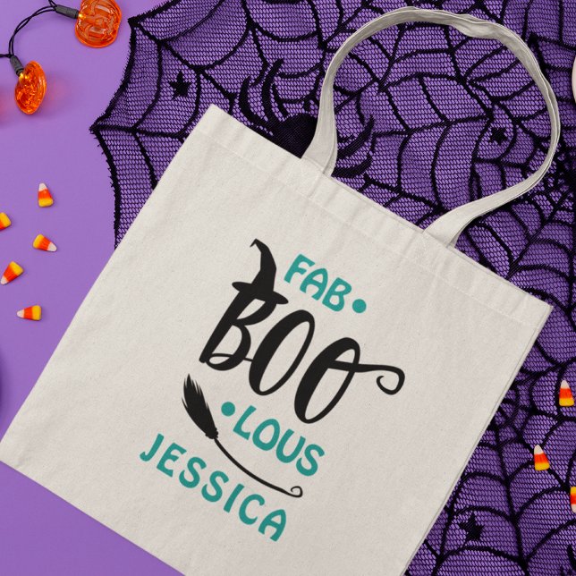 Bolsa Tote Fab-Boo-Lous Halloween Nome Personalizado da Bruxa (Criador carregado)