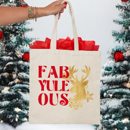Bolsa Tote Fab-Yule-Ous Christmas Reindeer Red & Gold