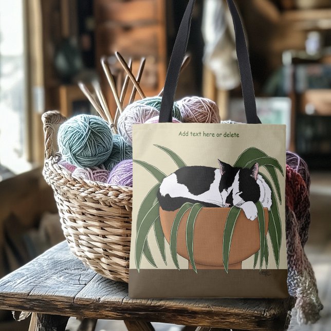 Bolsa Tote Fábrica Branca Negra de Gato Engraçado (Criador carregado)