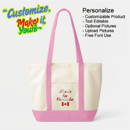 Bolsa Tote Fabricado no Canadá - Saco de Tote Natural e Rosa