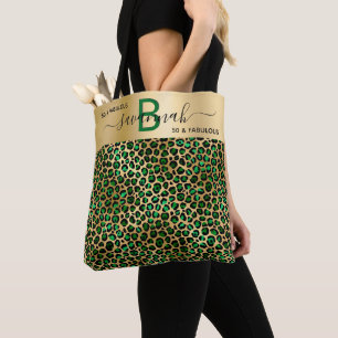 Bolsa Tote Fabuloso aniversário, leopardo emerald, nome de ou