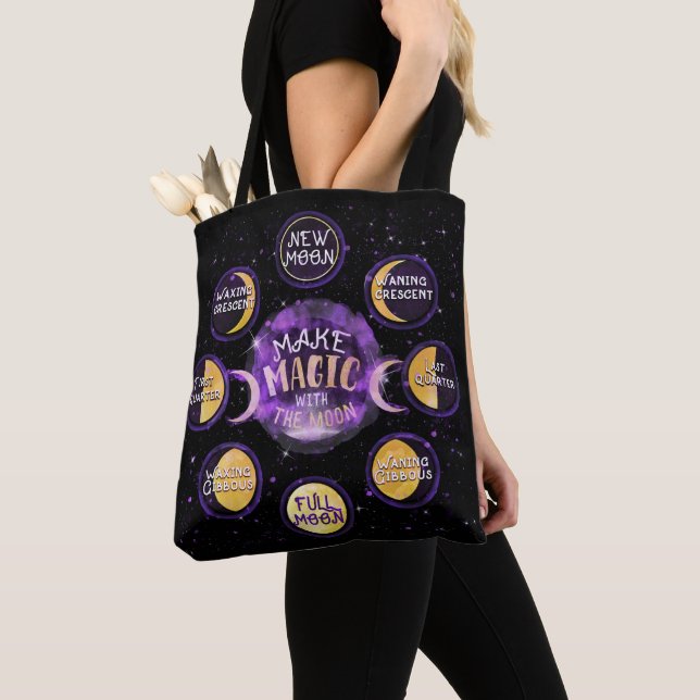 Bolsa Tote Faça Magia Com Ciclos Lunares Fases da Lua (Close Up)
