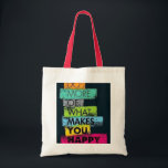 Bolsa Tote Faça mais o que te faz feliz saca de Tote"<br><div class="desc">Carregar lembrete para priorizar a alegria com a nossa bolsa de tote "Faça mais do que te faz feliz"! Este saco vibrante e prático é perfeito para viagens diárias, para a praia, ou apenas para espalhar positividade. Produzido a partir de materiais duráveis, combina estilo e funcionalidade sem falhas. Seja para...</div>
