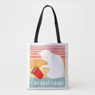 Bolsa Tote Faça o que eu quero, Vintage Black Cat Red Cup Eng