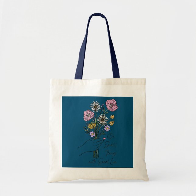 Bolsa Tote Faça Pequenas Coisas Com Excelente Adorando Flor D (Frente)