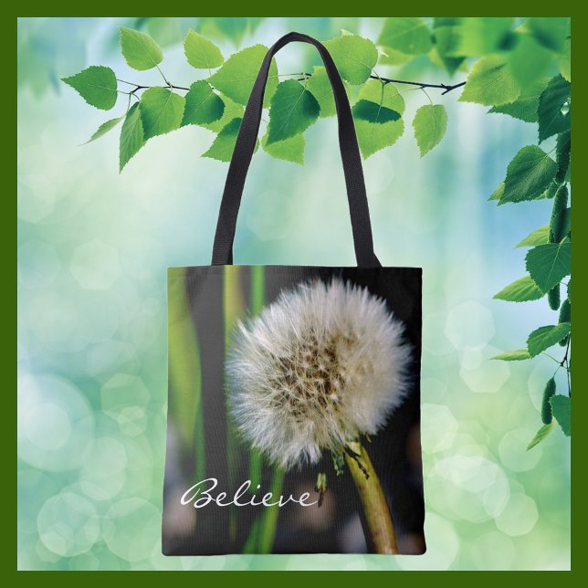 Bolsa Tote Faça um desejo personalizado, acredite, Dandelion (Criador carregado)