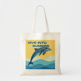 Bolsa Tote "Faça um Splash" Golfinho Artístico em Aquarela 
