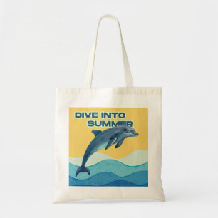 Bolsa Tote "Faça um Splash" Golfinho Artístico em Aquarela 