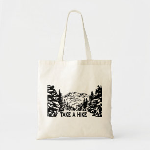 Bolsa Tote Faça uma citação de Hike, paisagem monocromática d