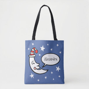 Bolsa Tote Face da Lua Personalizada e Barra de Estrelas