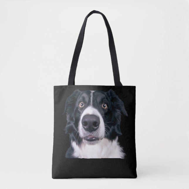 Bolsa Tote Face de Cachorro Preto e Branco (Frente)