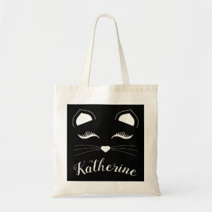 Bolsa Tote Face de Gato Preto e Branco