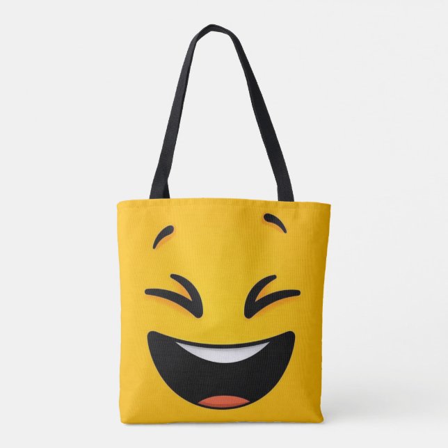 Bolsa Tote Face feliz amarela (Verso)