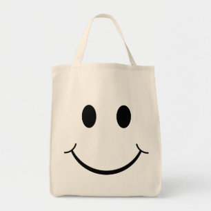 Bolsa Tote Face feliz amarela dos anos 70