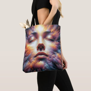 Bolsa Tote Face misturada com nuvens coloridas