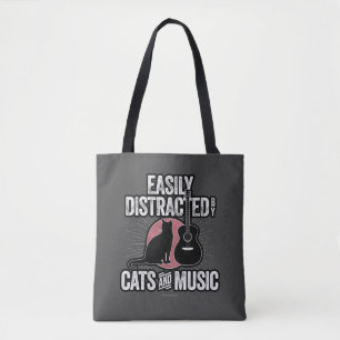 Bolsa Tote Fácil distração de gatos e música