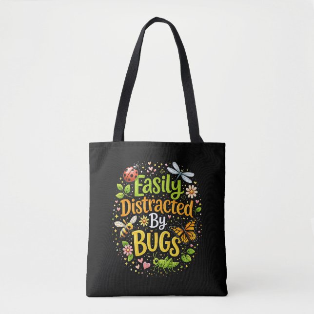 Bolsa Tote Facilmente Distraído por Bugs (Frente)