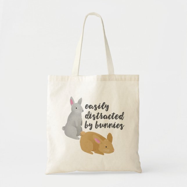 Bolsa Tote Facilmente Distraído Por Bunnies (Frente)