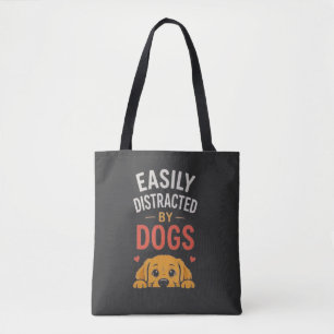 Bolsa Tote Facilmente Distraído Por Cães Design Divertido Par