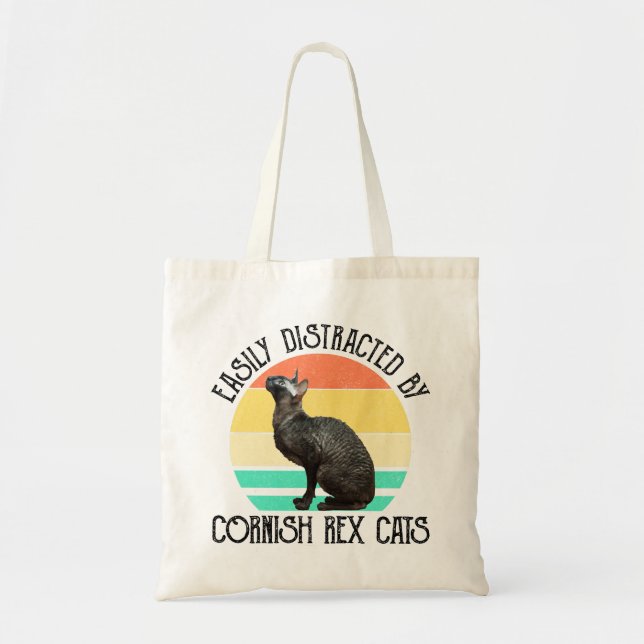 Bolsa Tote Facilmente Distraído Por Gatos Cornish Rex (Frente)