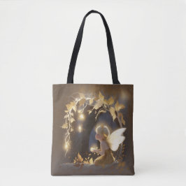 Bolsa Tote Fada Adorável do Outono com Flores Reluzentes