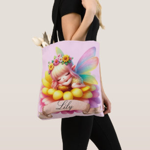 Bolsa Tote Fada Adormecida Sonhos Doces Florais Caprichosos F