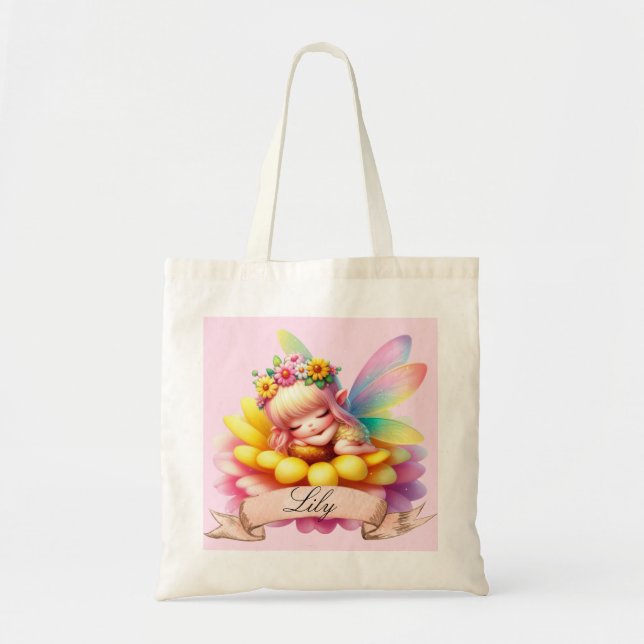 Bolsa Tote Fada Adormecida Sonhos Doces Florais Caprichosos F (Frente)
