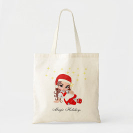 Bolsa Tote Fada Anjo de Natal Fofo & Estrelas