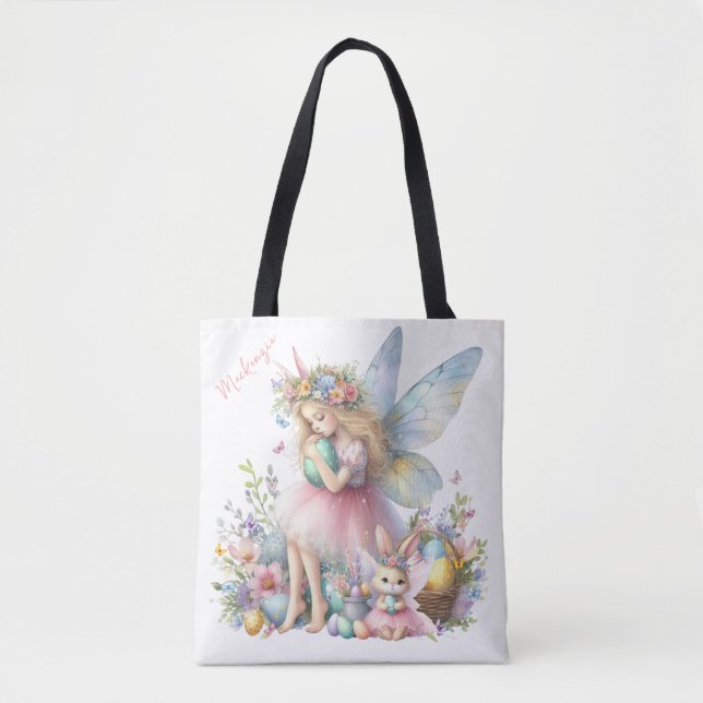 Bolsa Tote Fada da Primavera de Páscoa em Aquarela (Frente)