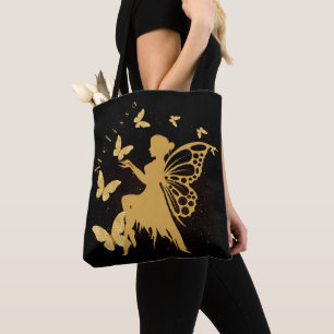 Bolsa Tote Fada de borboleta Dourada personalizada