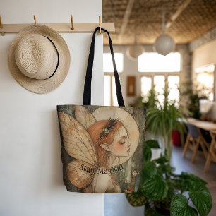 Bolsa Tote Fada de Floresta Branca com Citação Mágica