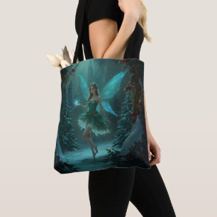 Bolsa Tote Fada de Natal com uma faísca de Natal mágico