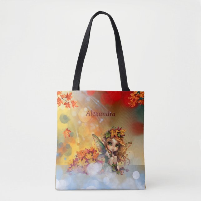 Bolsa Tote Fada de outono-Cura com Folhas de Fallen (Frente)