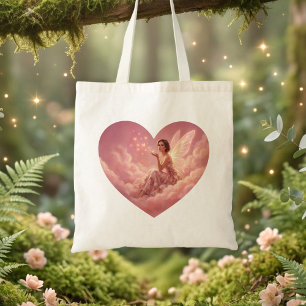 Bolsa Tote Fada do Dia dos Namorados em Nuvens Cor-de-Rosa Ar