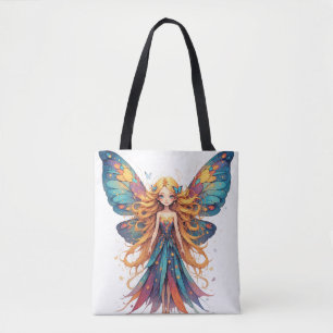 Bolsa Tote Fada Fantasia Encantadora com Asas Coloridas