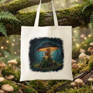 Bolsa Tote Fada Noturna Encantada Lendo um Livro