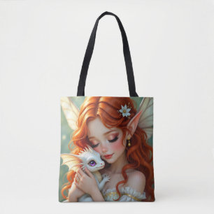 Bolsa Tote Fada Vermelha Bonita com Dragão