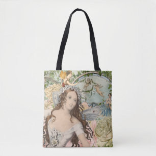 Bolsa Tote Fadas e flores das coisas efêmeras do vintage