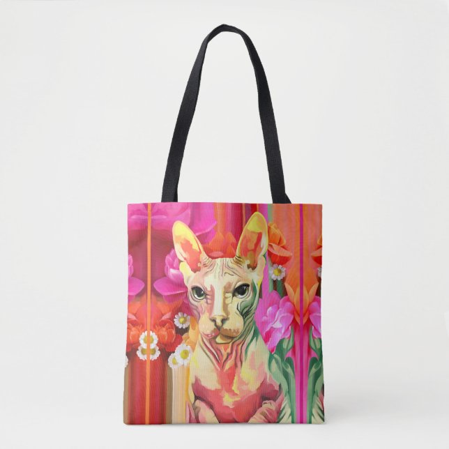 Bolsa Tote Fairy. da flor do gato de Sphynx (Frente)