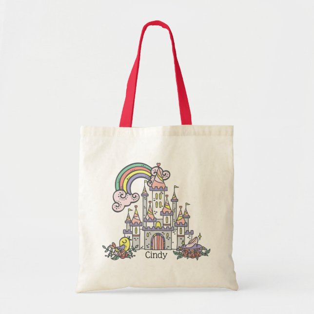 Bolsa Tote Fairytale Castle Princess Custom Name (Frente)