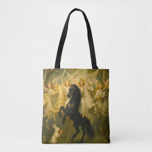 Bolsa Tote FairyTale Horses and Ethereal Guardian AngelsTote (Frente)