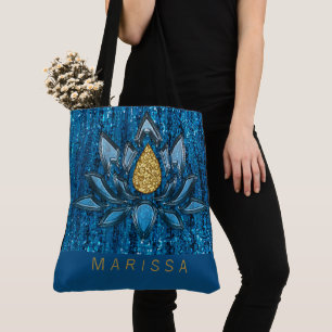 Bolsa Tote Faísca brilhante brilhante brilhante azul escuro