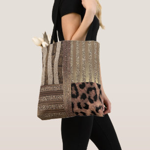 Bolsa Tote Faísca moderna Glam da selva chique do safari da